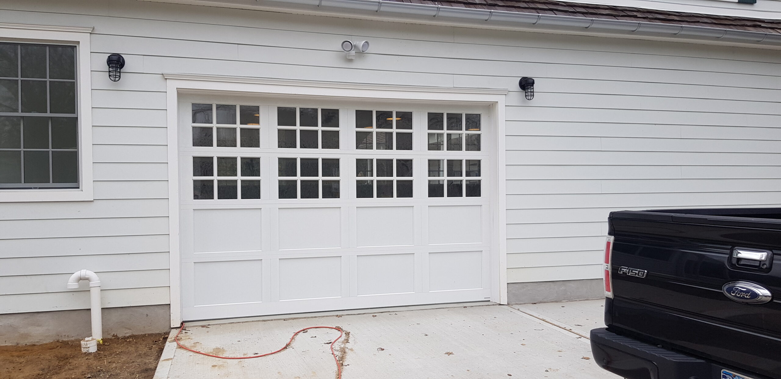 white glass garage door