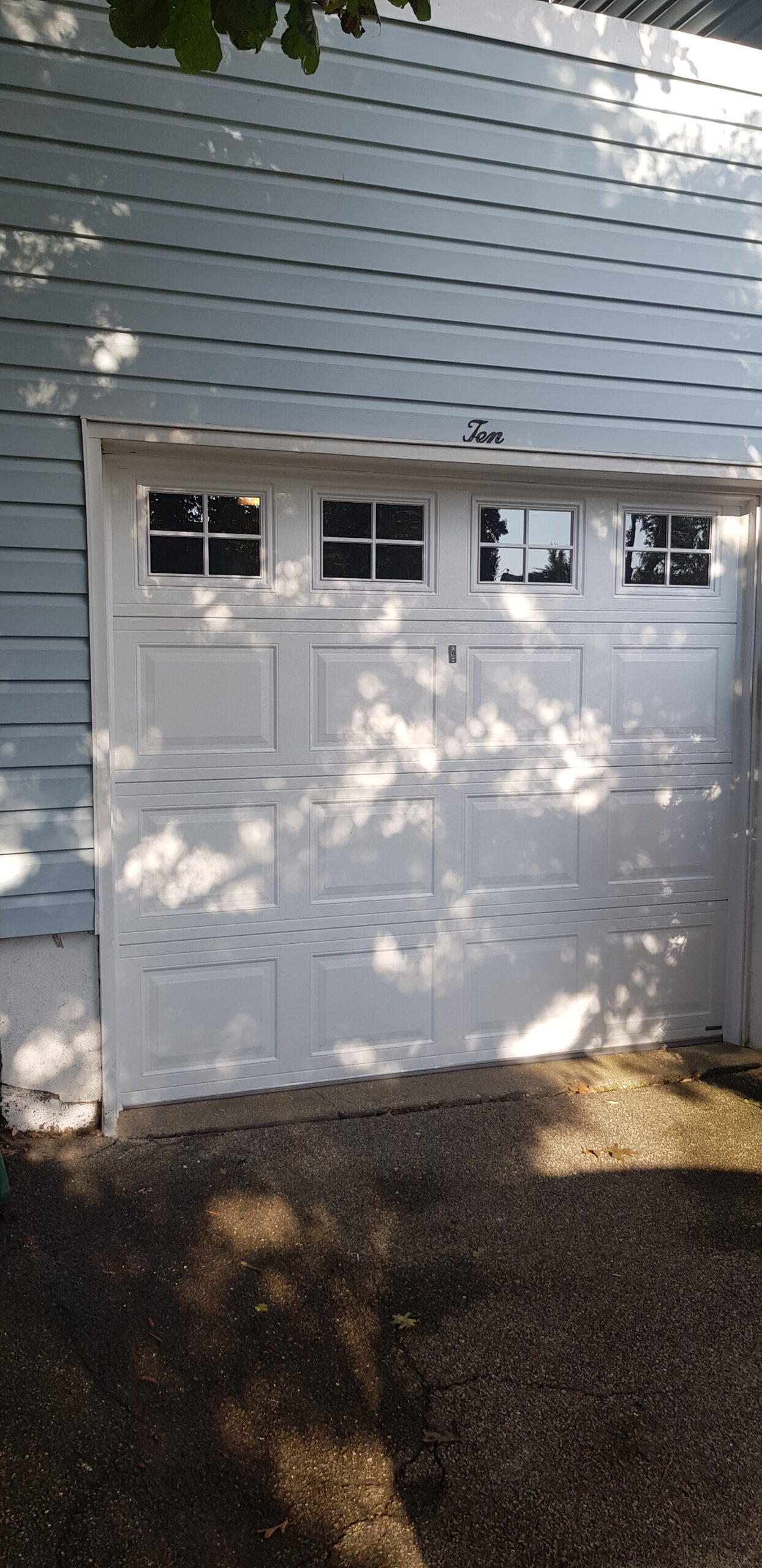 white & glass garage door