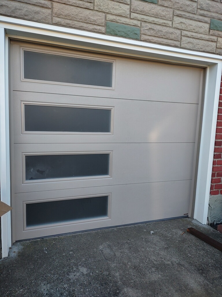 white glass garage door